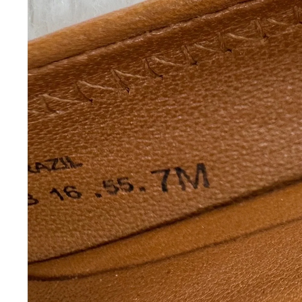 Tory Burch Sally Tan Leather Wedge Gold Logo Medallion Pumps 7M